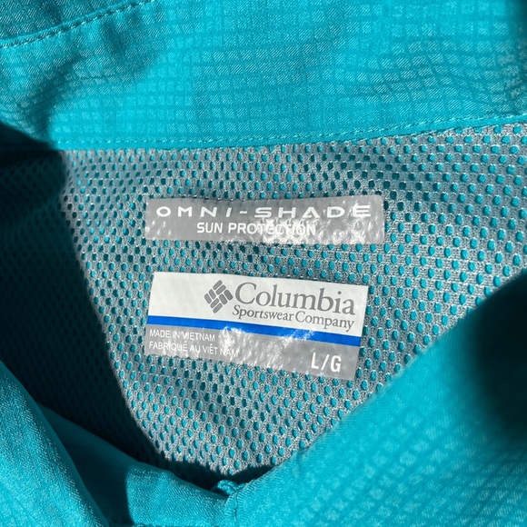 Columbia Meadowgate Omni Shade Shirt Teal Sz Large - Picture 5 of 8